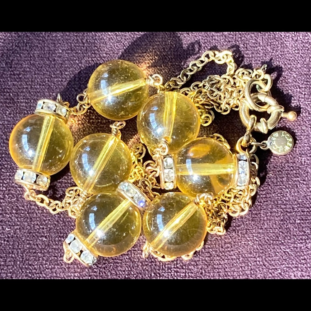 J. CREW Yellow Ball Bead w/Rhinestones Necklace